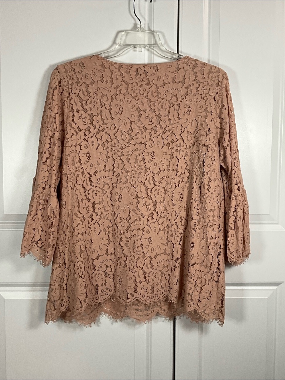 Rose & Olive Lace Blouse Size 2X Dusty Rose Floral Lace 3/4 Sleeves Lined - Picture 4 of 8
